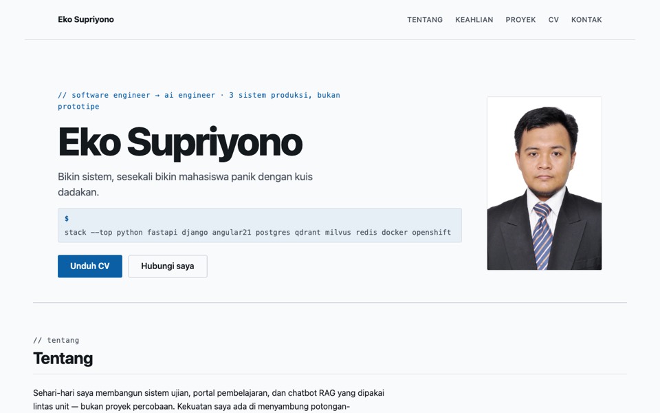 Tampilan halaman Profil
